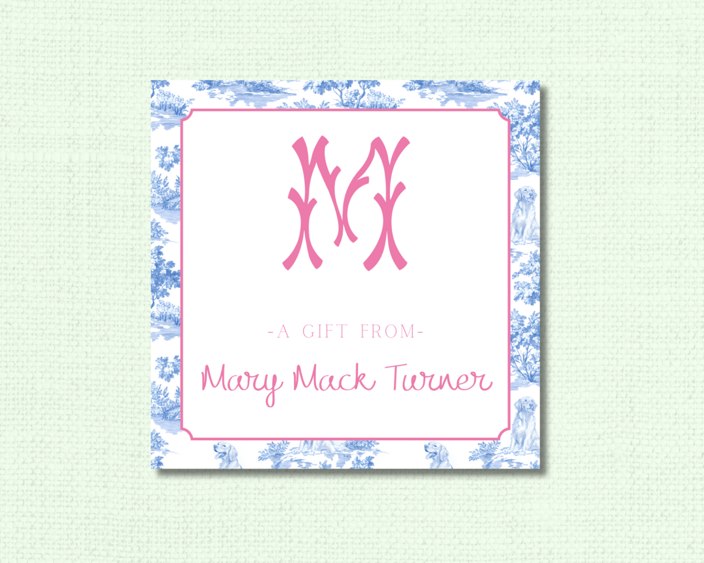 Golden Retriever Toile Gift Tags