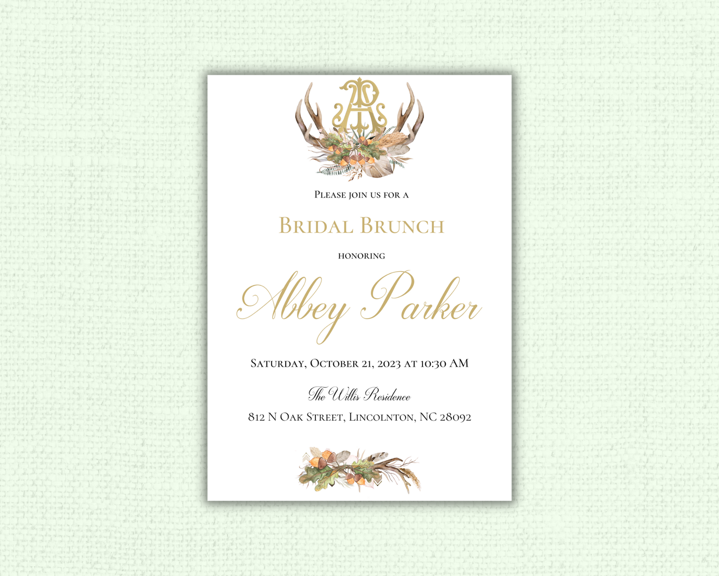Fall Rustic Bridal Brunch Invitation