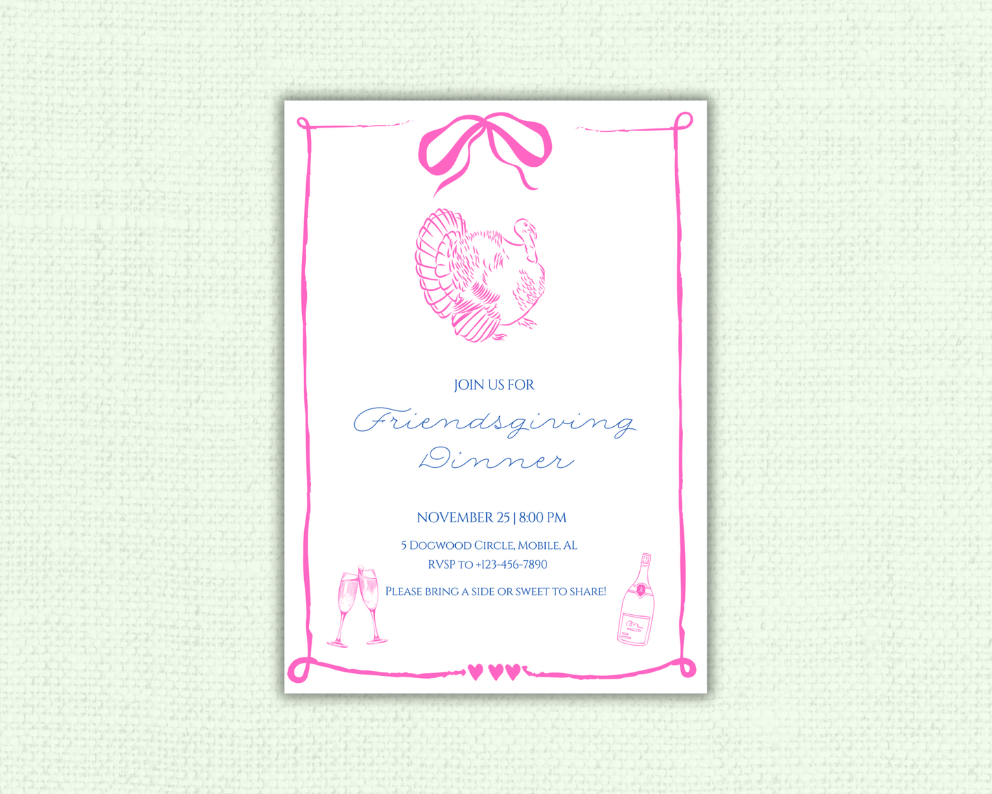 Thanksgiving Dinner Party in Pink