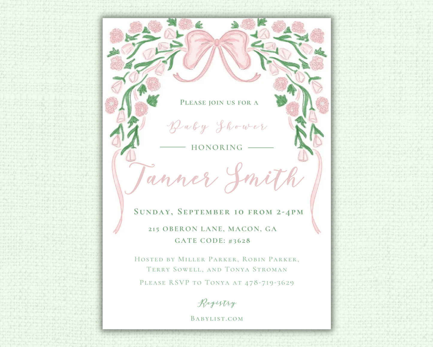 Floral Garland Pink Baby Shower