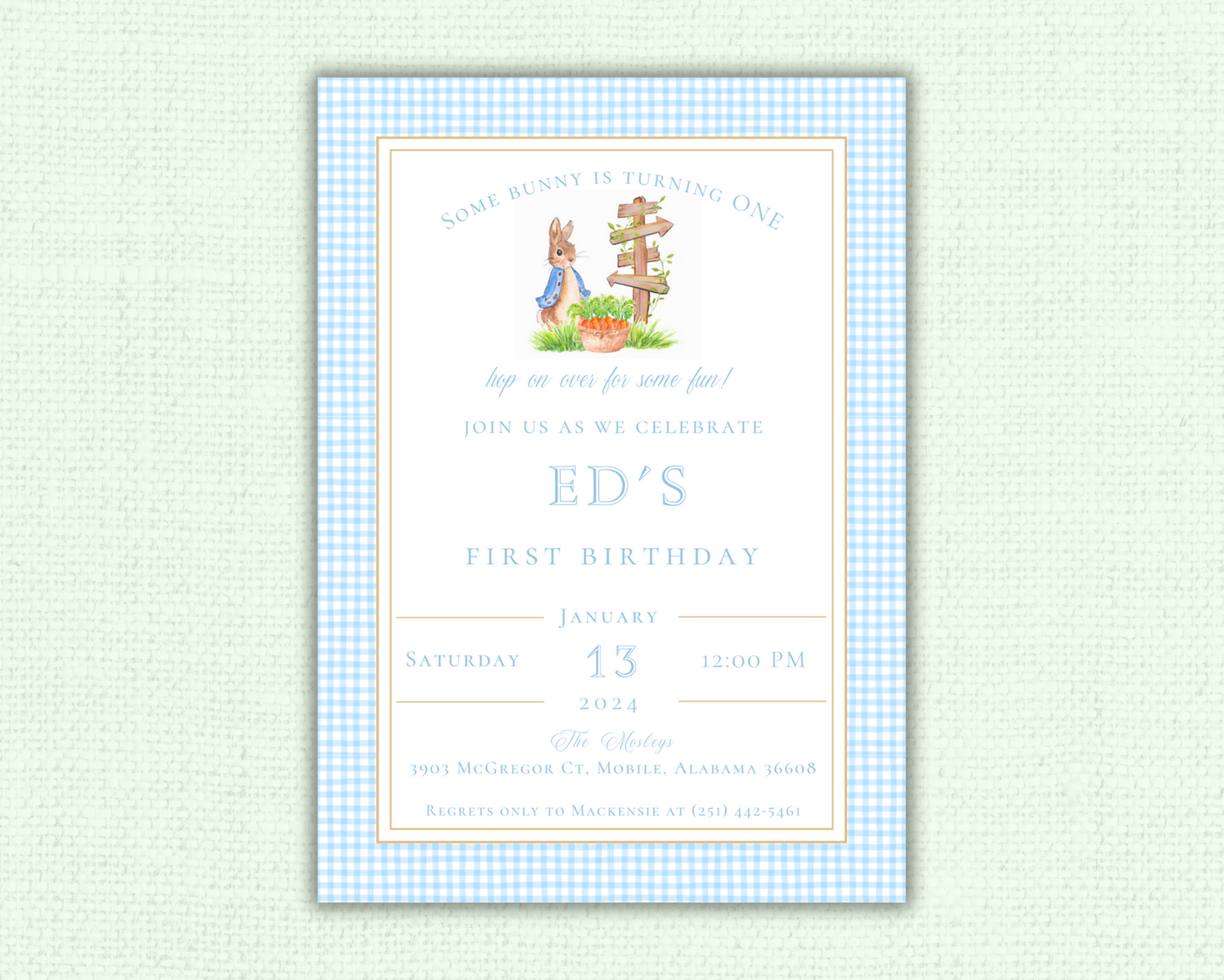 Blue Beatrix Potter, Peter Rabbit Birthday Party