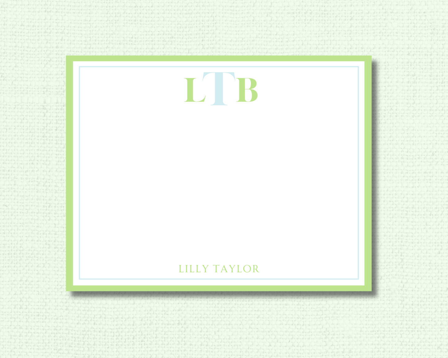 Lime Breeze Monogram Stationery Set