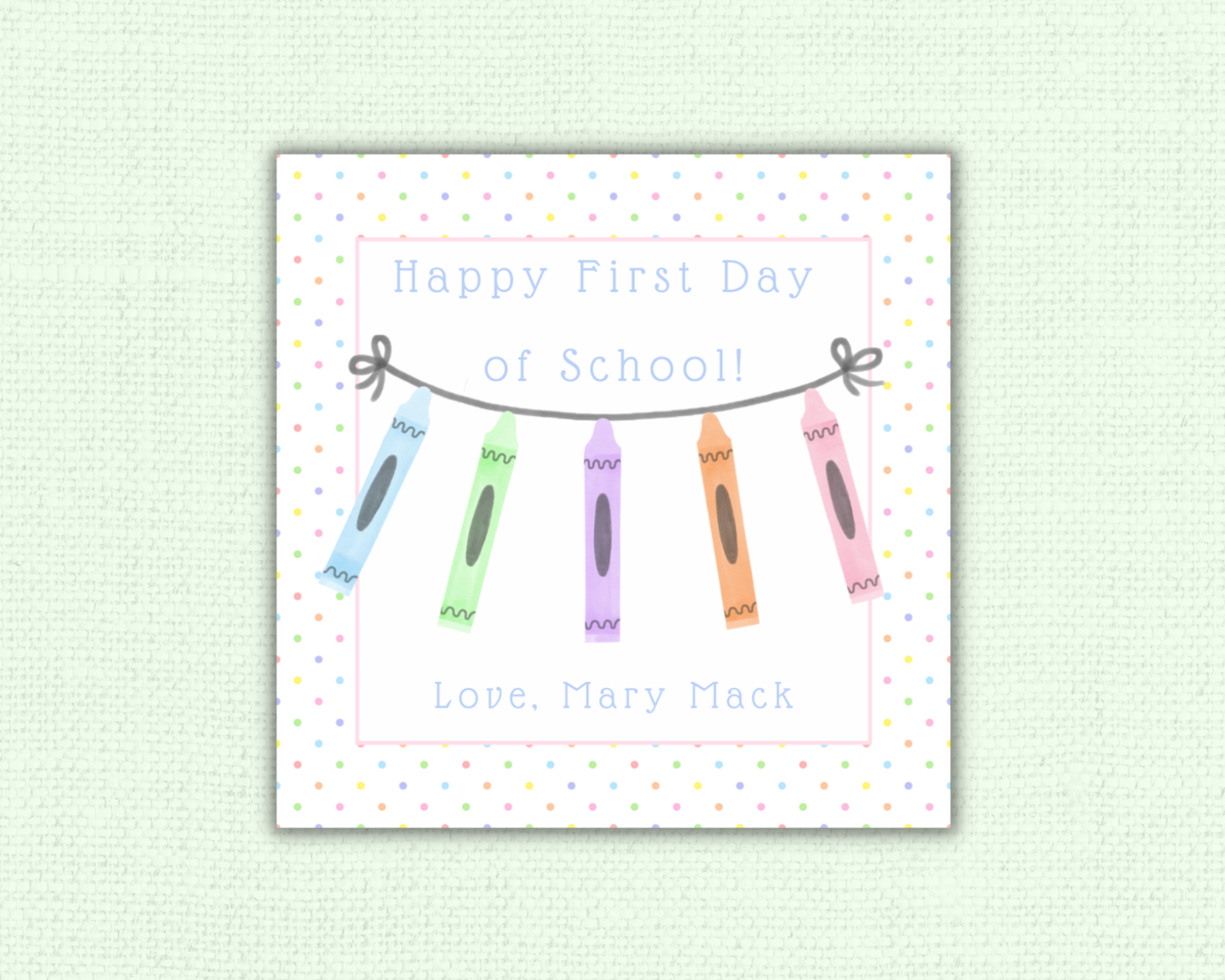 Crayon Banner Back to School Tags