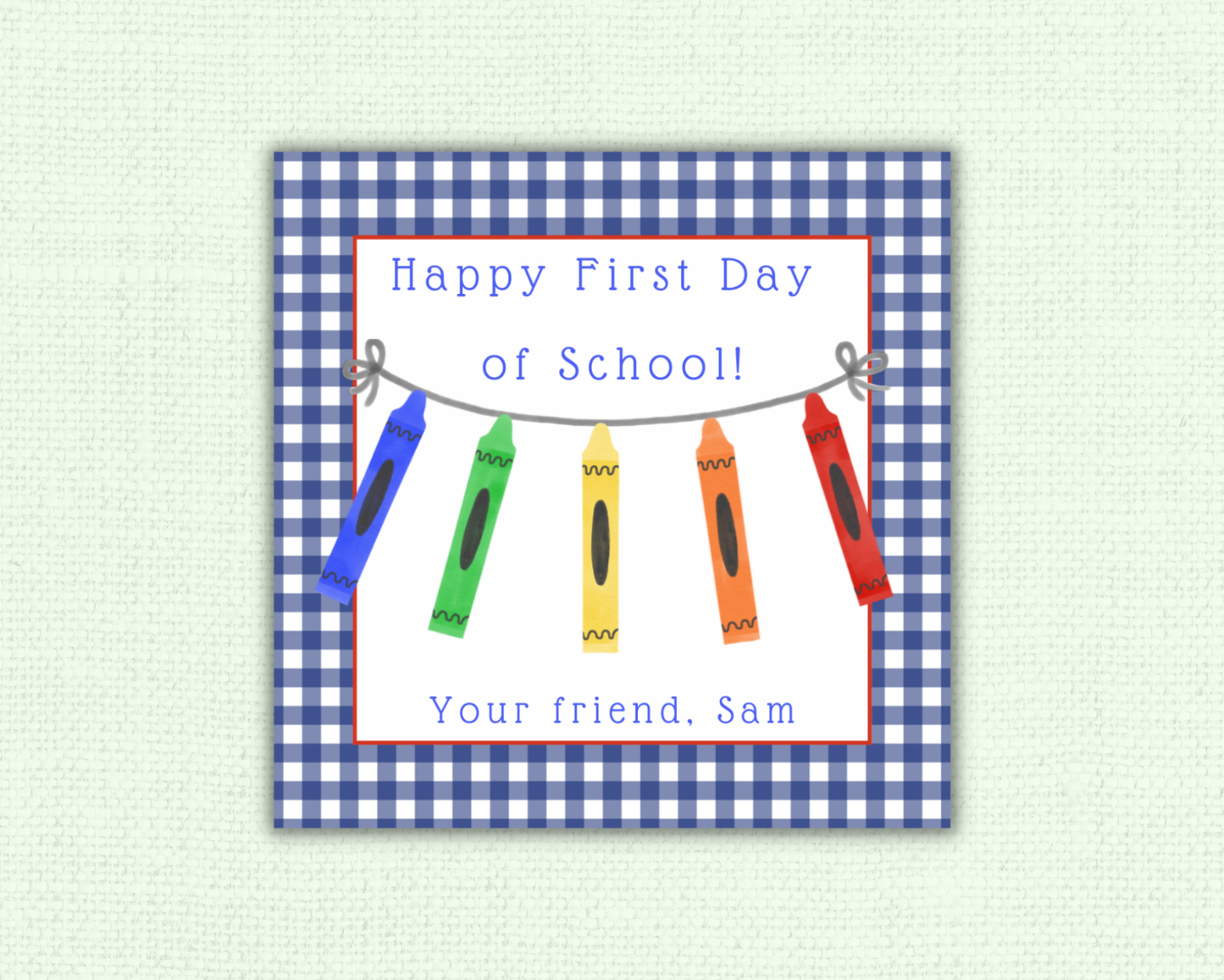 Blue Crayon Banner Back to School Tag
