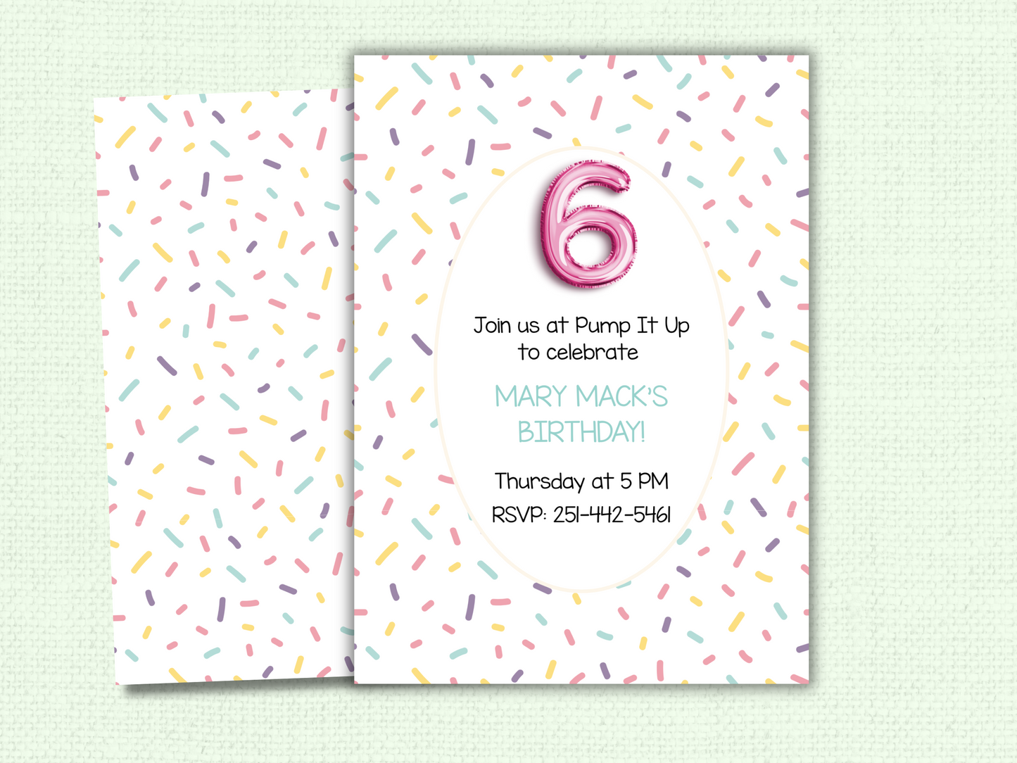 Sprinkle Birthday Party Invitation - Girly Preppy Invite