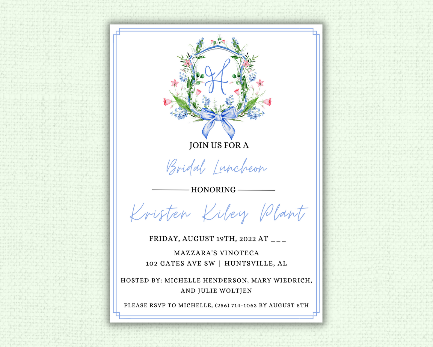 Floral Crest Bridesmaid Luncheon Invitation