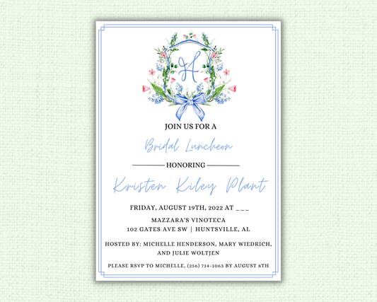 Floral Crest Bridesmaid Luncheon Invitation