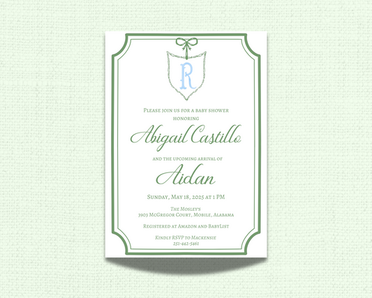 Sage Baby Shower Invitation