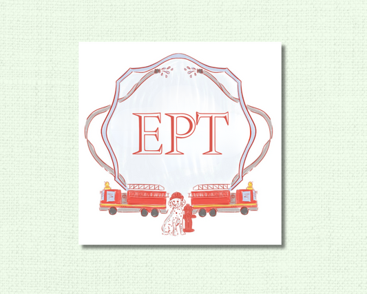 Firetruck Initial Gift Tag Set