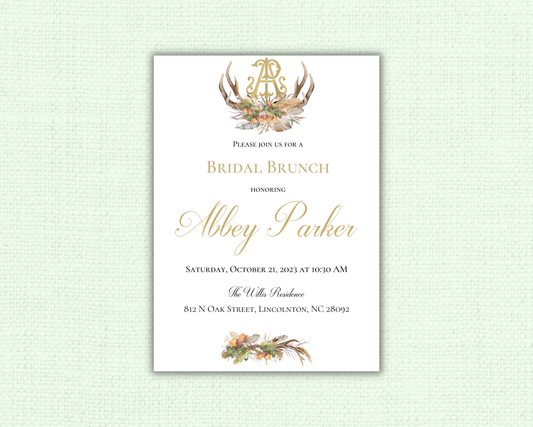 Fall Rustic Bridal Brunch Invitation