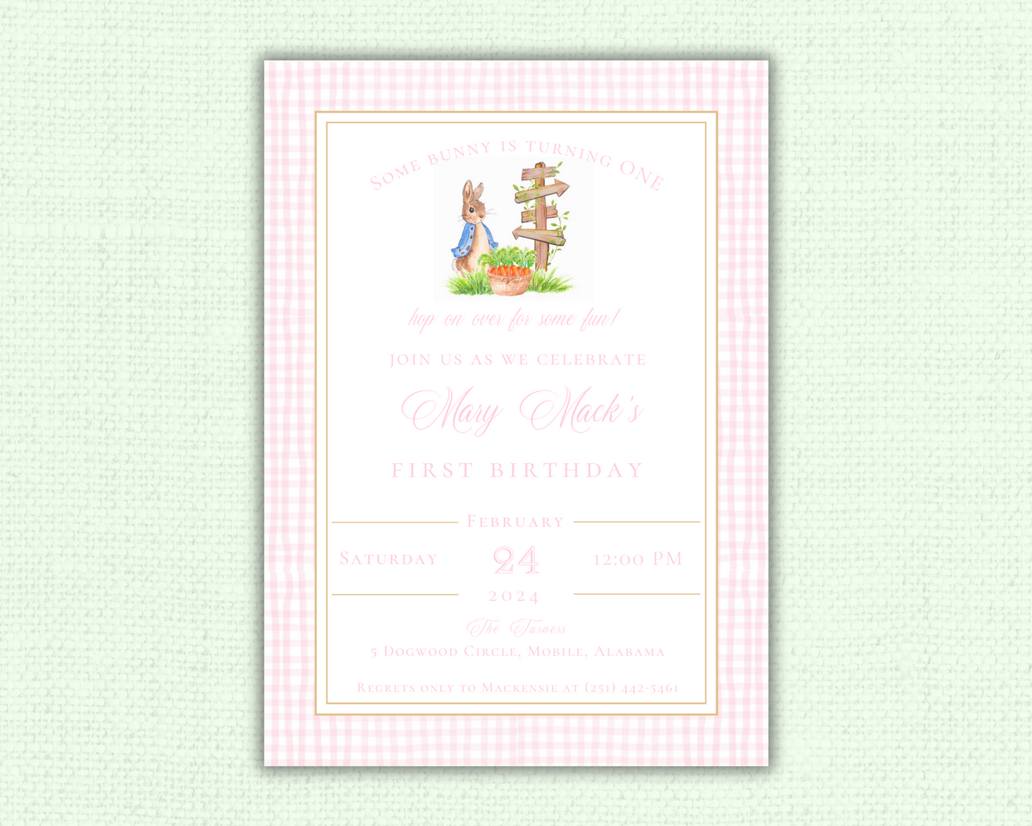 Pink Beatrix Potter, Peter Rabbit Birthday Party
