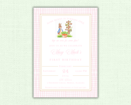 Pink Beatrix Potter, Peter Rabbit Birthday Party
