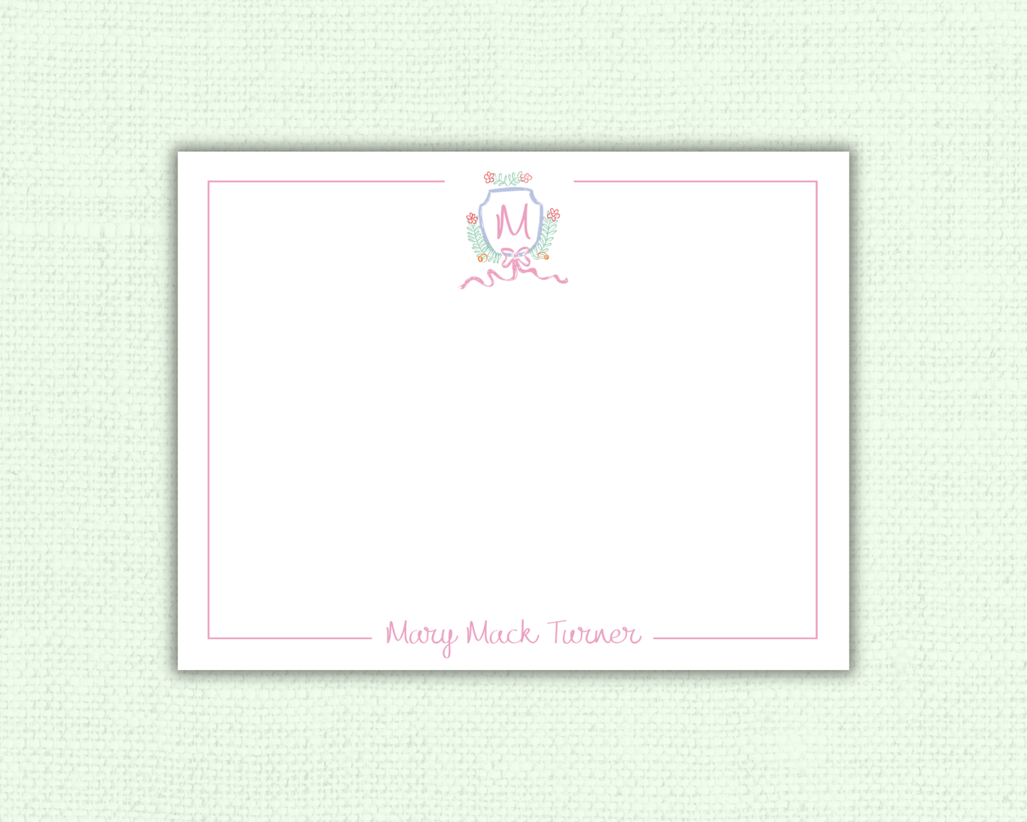 Pink Floral Wreath Stationery Set