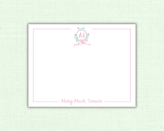 Pink Floral Wreath Stationery Set