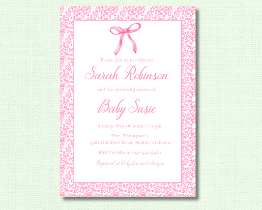 Pink Blooms Baby Shower Invitation