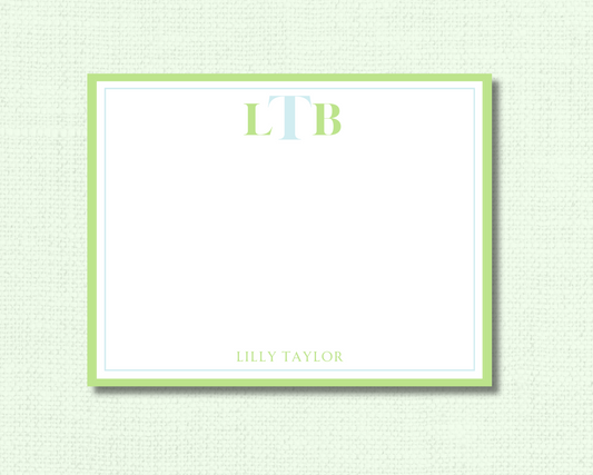 Lime Breeze Monogram Stationery Set
