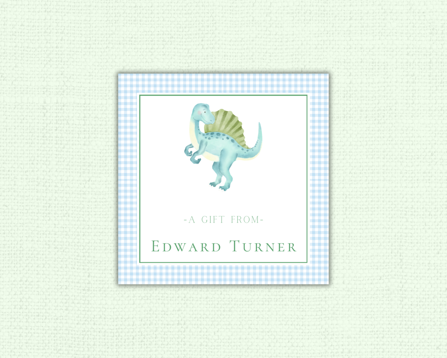 Blue Dino Gift Tag