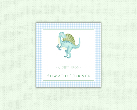 Blue Dino Gift Tag