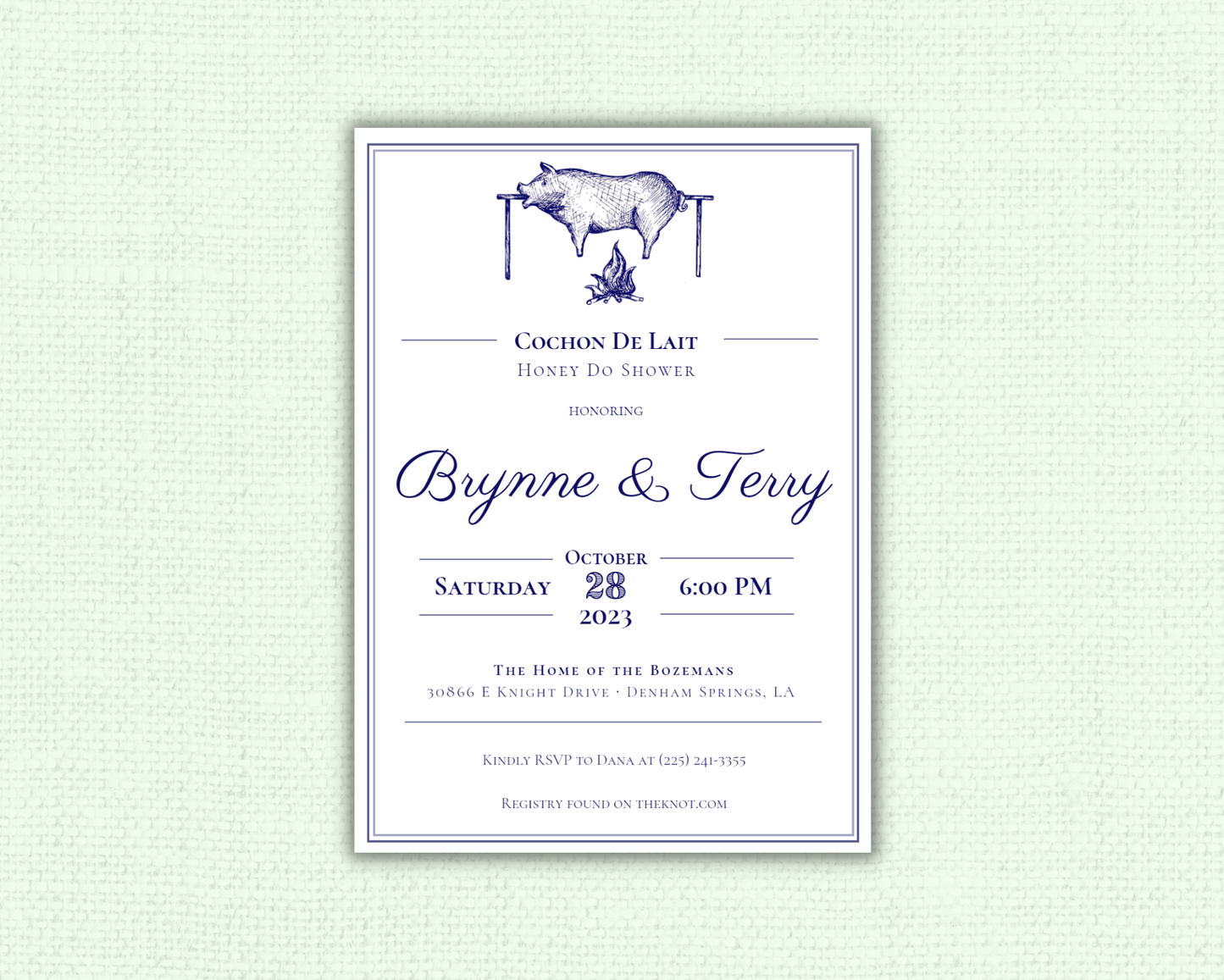 Cochon de Lait Engagement Party Invitation