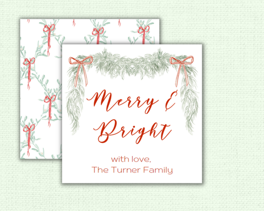 Watercolor Garland with Ribbon Gift Tags