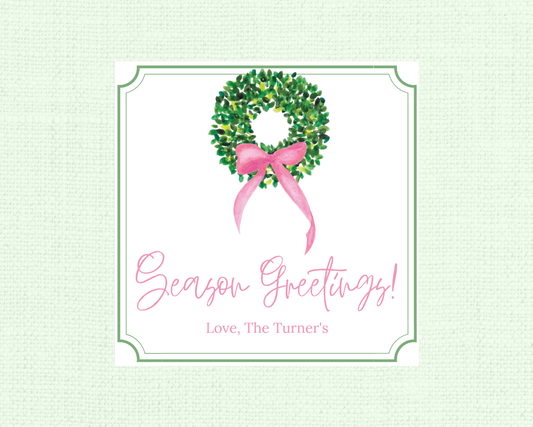 Boxwood Wreath with Ribbon Gift Tags