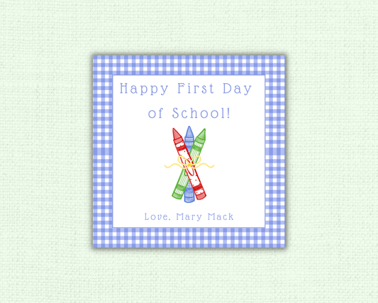 Blue Gingham Back to School Tags