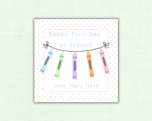 Crayon Banner Back to School Tags