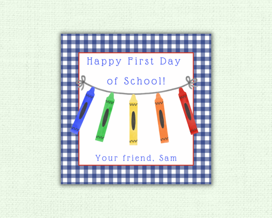 Blue Crayon Banner Back to School Tag