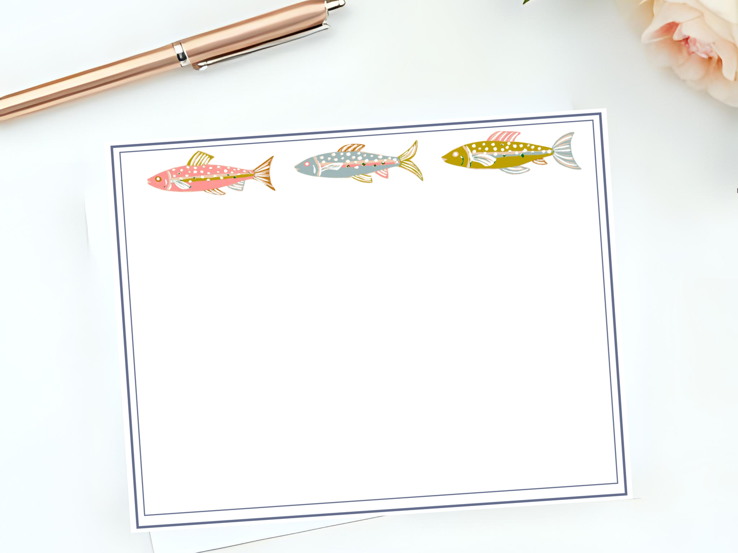 Trio Watercolor Rainbow Trout Fish - Notecard Set of 10