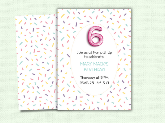 Sprinkle Birthday Party Invitation - Girly Preppy Invite