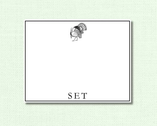Black and White Turkey Stationery Set